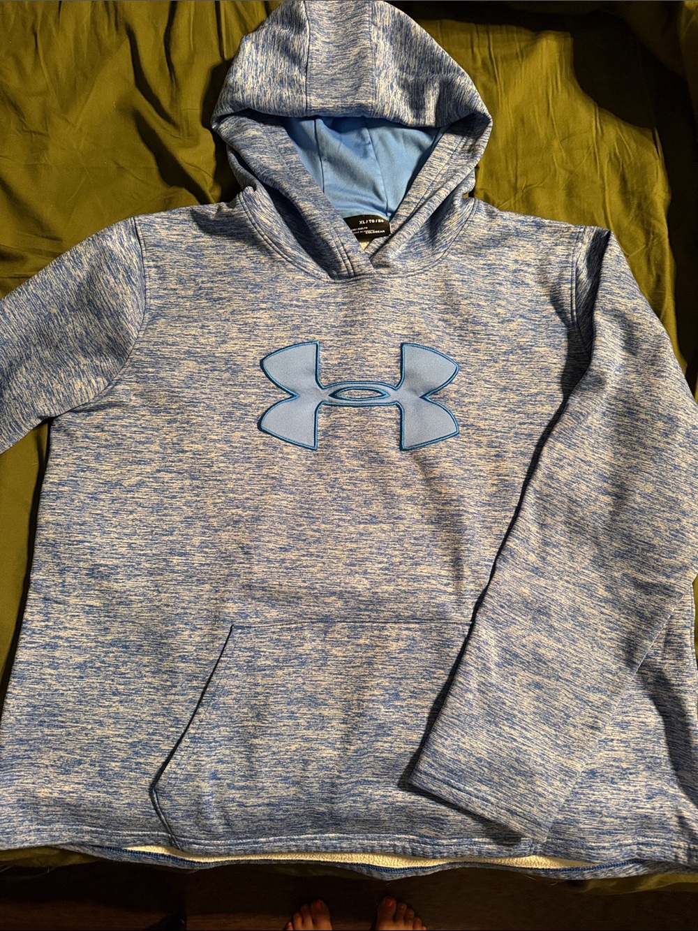 Under Armour Light Blue Heather Pullover Hoodie with Logo